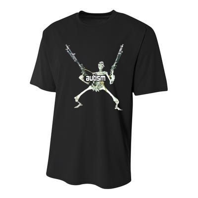 Autism Skeleton With Guns Youth Performance Sprint T-Shirt