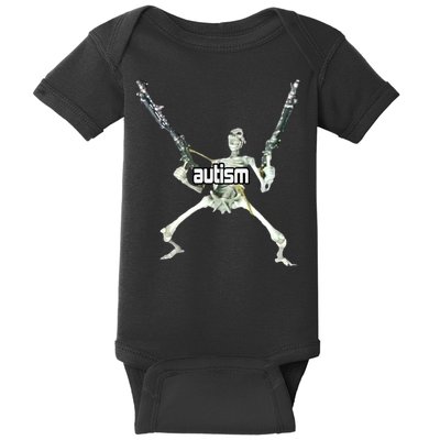 Autism Skeleton With Guns Baby Bodysuit
