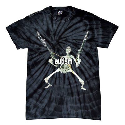 Autism Skeleton With Guns Tie-Dye T-Shirt