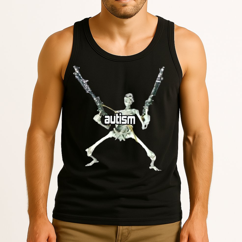 Autism Skeleton With Guns Tank Top