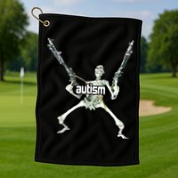 Autism Skeleton With Guns Golf Towel