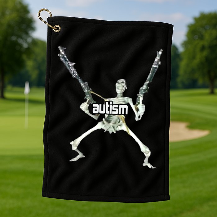 Autism Skeleton With Guns Golf Towel