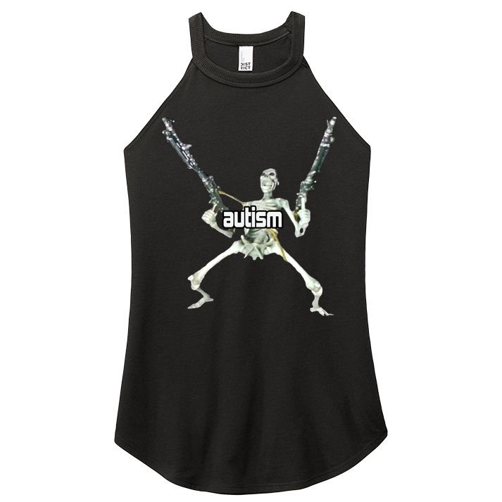 Autism Skeleton With Guns Women's Perfect Tri Rocker Tank