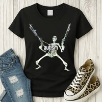 Autism Skeleton With Guns Womens T-Shirt