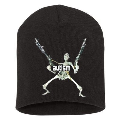 Autism Skeleton With Guns Short Acrylic Beanie