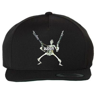 Autism Skeleton With Guns Wool Snapback Cap