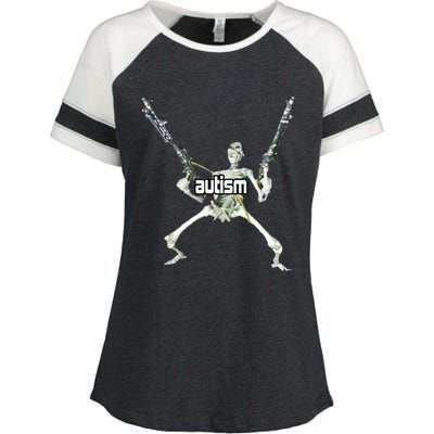 Autism Skeleton With Guns Enza Ladies Jersey Colorblock Tee