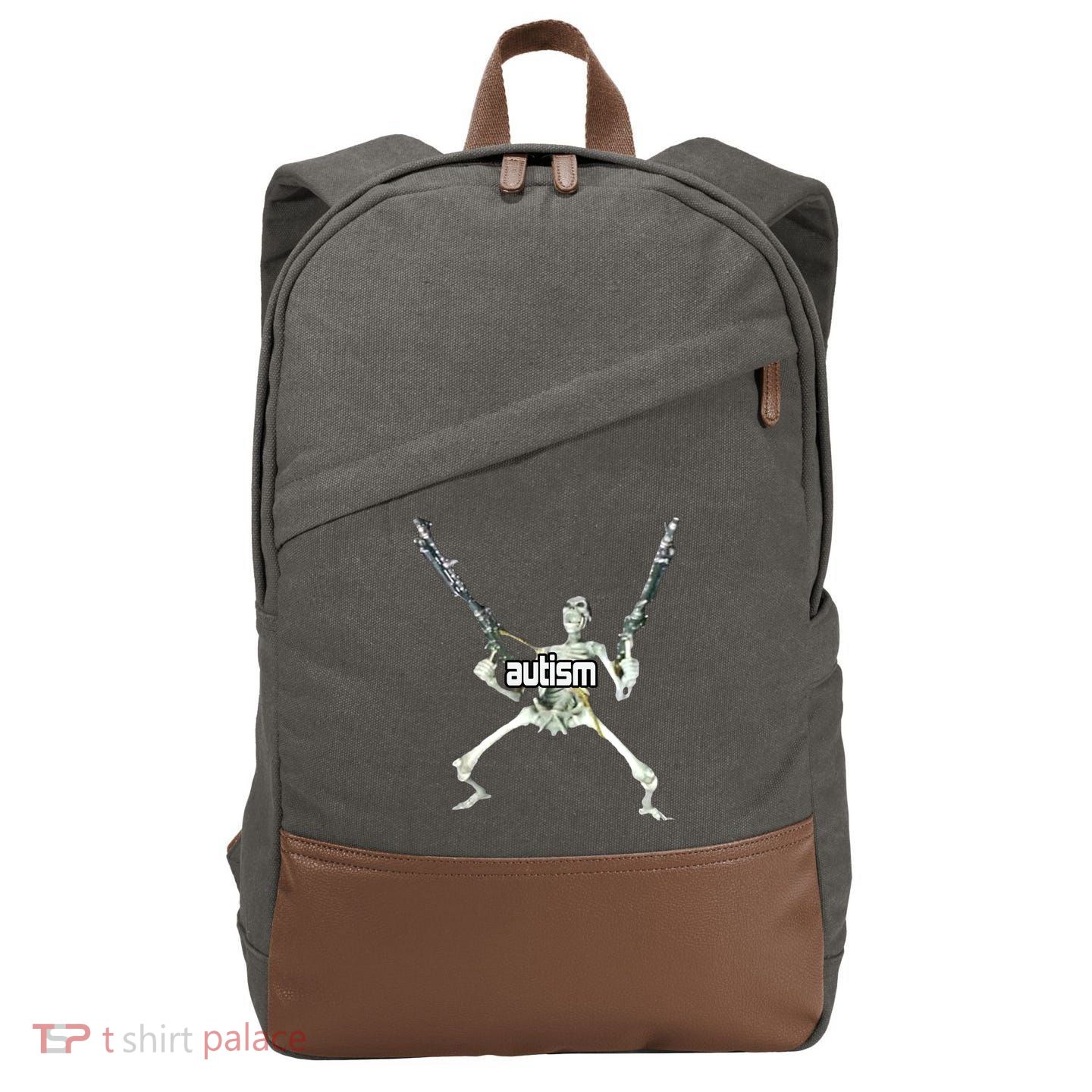 Autism Skeleton With Guns Cotton Canvas Backpack