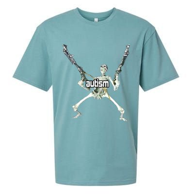 Autism Skeleton With Guns Sueded Cloud Jersey T-Shirt