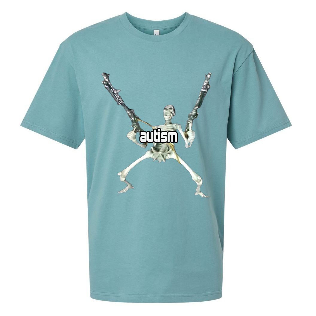 Autism Skeleton With Guns Sueded Cloud Jersey T-Shirt