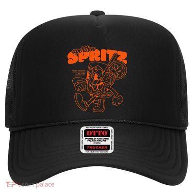 Aperitivo Spritz X Recipe Cartoon Italiano. Aperollin Fun High Crown Mesh Back Trucker Hat