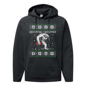 Abdominal Swoleman Yeti Fun Christmas Gym Weightlifter Gift Performance Fleece Hoodie