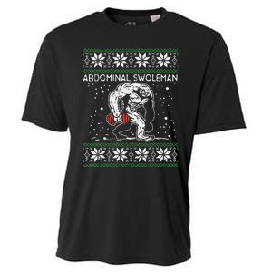 Abdominal Swoleman Yeti Fun Christmas Gym Weightlifter Gift Cooling Performance Crew T-Shirt