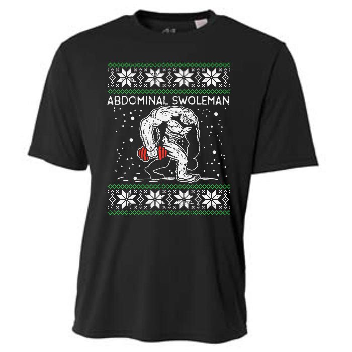 Abdominal Swoleman Yeti Fun Christmas Gym Weightlifter Gift Cooling Performance Crew T-Shirt