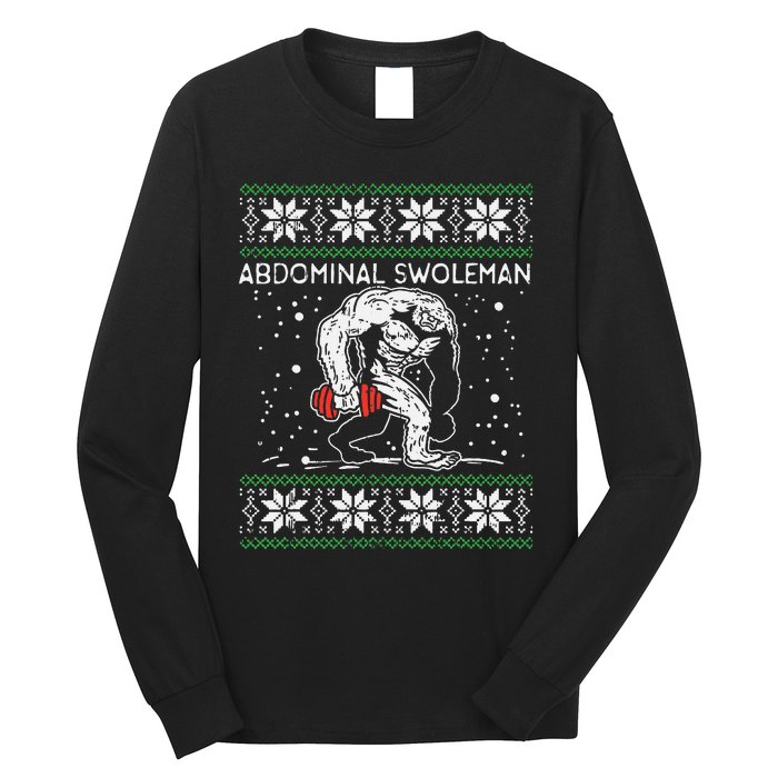 Abdominal Swoleman Yeti Fun Christmas Gym Weightlifter Gift Long Sleeve Shirt