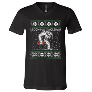 Abdominal Swoleman Yeti Fun Christmas Gym Weightlifter Gift V-Neck T-Shirt