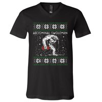 Abdominal Swoleman Yeti Fun Christmas Gym Weightlifter Gift V-Neck T-Shirt