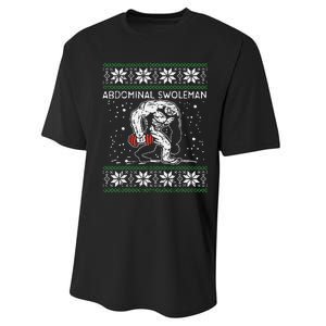 Abdominal Swoleman Yeti Fun Christmas Gym Weightlifter Gift Performance Sprint T-Shirt