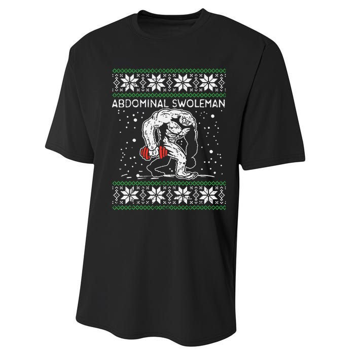 Abdominal Swoleman Yeti Fun Christmas Gym Weightlifter Gift Performance Sprint T-Shirt