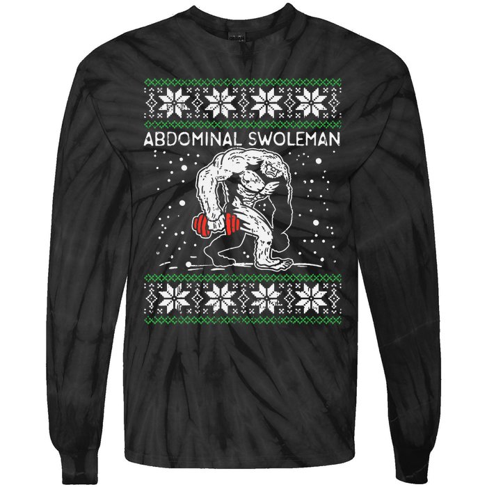 Abdominal Swoleman Yeti Fun Christmas Gym Weightlifter Gift Tie-Dye Long Sleeve Shirt