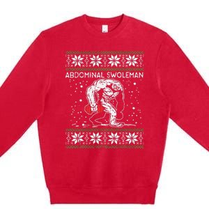 Abdominal Swoleman Yeti Fun Christmas Gym Weightlifter Gift Premium Crewneck Sweatshirt