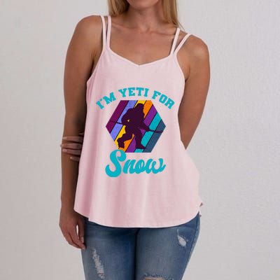 Alpine Ski Yeti Retro Vintage Slope Downhill Skiing Skier Women's Strappy Tank