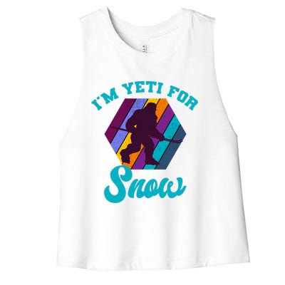 Alpine Ski Yeti Retro Vintage Slope Downhill Skiing Skier Women's Racerback Cropped Tank