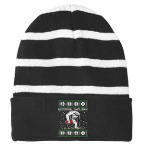 Abdominal Swoleman Yeti Fun Christmas Gym Weightlifter Gift  Striped Beanie with Solid Band