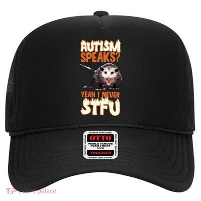 Autism Speaks Yeah I Never Stfu High Crown Mesh Back Trucker Hat