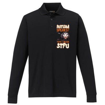 Autism Speaks Yeah I Never Stfu Performance Long Sleeve Polo