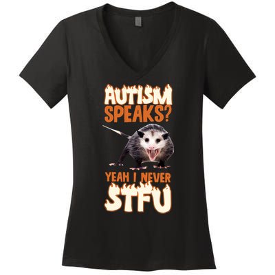 Autism Speaks Yeah I Never Stfu Women's V-Neck T-Shirt