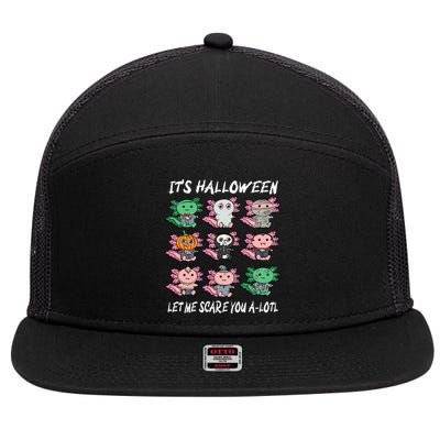Axolotl Scare You A-Lotl Girl Boy Axolotl Halloween 7 Panel Mesh Trucker Snapback Hat