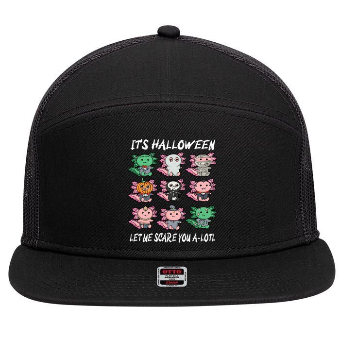 Axolotl Scare You A-Lotl Girl Boy Axolotl Halloween 7 Panel Mesh Trucker Snapback Hat