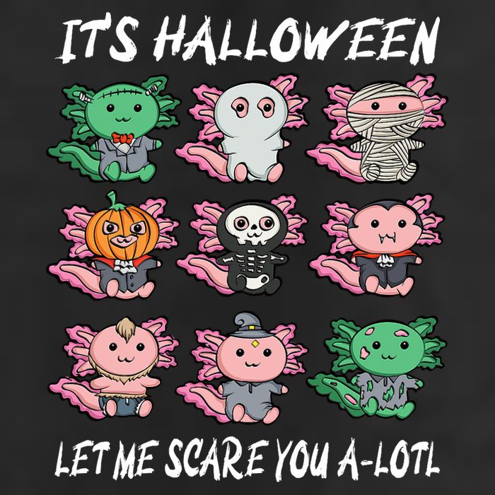 Axolotl Scare You A-Lotl Girl Boy Axolotl Halloween 7 Panel Mesh Trucker Snapback Hat