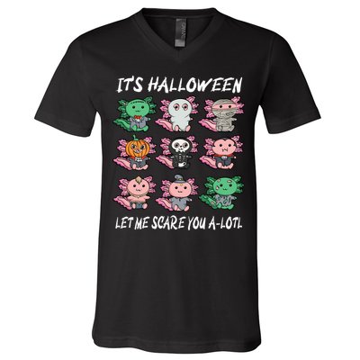 Axolotl Scare You A-Lotl Girl Boy Axolotl Halloween V-Neck T-Shirt