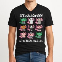 Axolotl Scare You A-Lotl Girl Boy Axolotl Halloween V-Neck T-Shirt