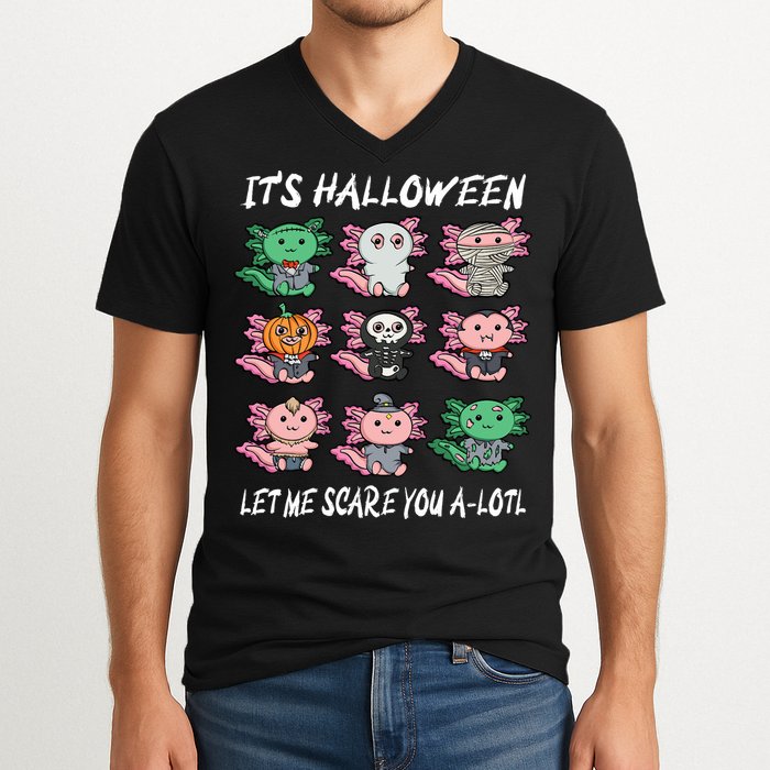 Axolotl Scare You A-Lotl Girl Boy Axolotl Halloween V-Neck T-Shirt