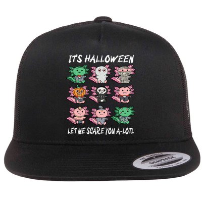 Axolotl Scare You A-Lotl Girl Boy Axolotl Halloween Flat Bill Trucker Hat