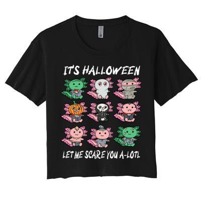 Axolotl Scare You A-Lotl Girl Boy Axolotl Halloween Women's Crop Top Tee