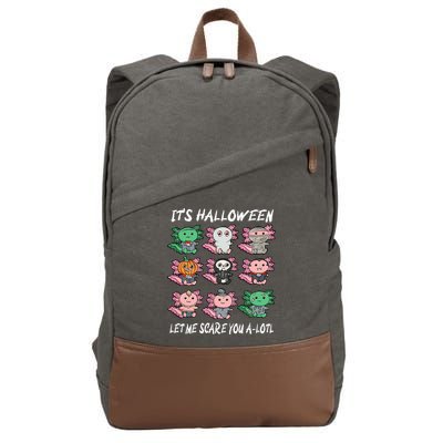 Axolotl Scare You A-Lotl Girl Boy Axolotl Halloween Cotton Canvas Backpack