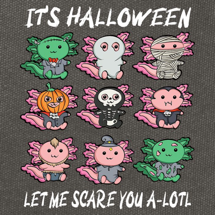 Axolotl Scare You A-Lotl Girl Boy Axolotl Halloween Cotton Canvas Backpack