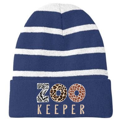 African Savanna Zoo Animal Costume Zookeeper Striped Beanie with Solid Band