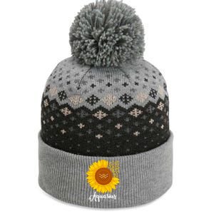 Aquarius Sunflower Zodiac Sign Floral Astrology Gift The Baniff Cuffed Pom Beanie