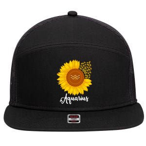 Aquarius Sunflower Zodiac Sign Floral Astrology Gift 7 Panel Mesh Trucker Snapback Hat