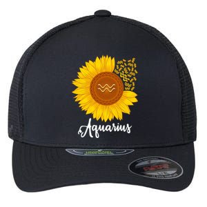 Aquarius Sunflower Zodiac Sign Floral Astrology Gift Flexfit Unipanel Trucker Cap