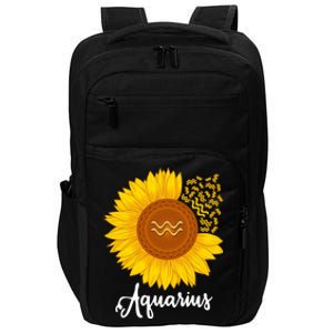 Aquarius Sunflower Zodiac Sign Floral Astrology Gift Impact Tech Backpack