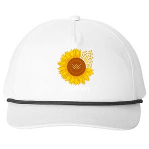 Aquarius Sunflower Zodiac Sign Floral Astrology Gift Snapback Five-Panel Rope Hat