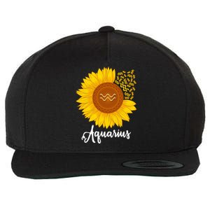 Aquarius Sunflower Zodiac Sign Floral Astrology Gift Wool Snapback Cap