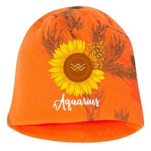 Aquarius Sunflower Zodiac Sign Floral Astrology Gift Kati - Camo Knit Beanie