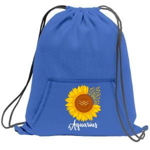 Aquarius Sunflower Zodiac Sign Floral Astrology Gift Sweatshirt Cinch Pack Bag